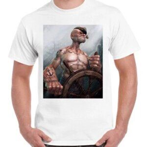 Realistic Popeye Sailor T-Shirt - Badass Anchor Tattoo Graphic Tee